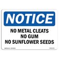 Signmission OSHA Notice Sign, 18" Height, Aluminum, No Metal Cleats No Gum No Sunflower Seeds Sign, Landscape OS-NS-A-1824-L-14701